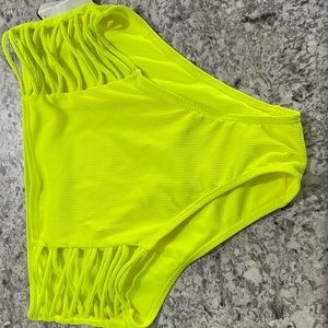Neon Yellow High Waist Bikini Bottom